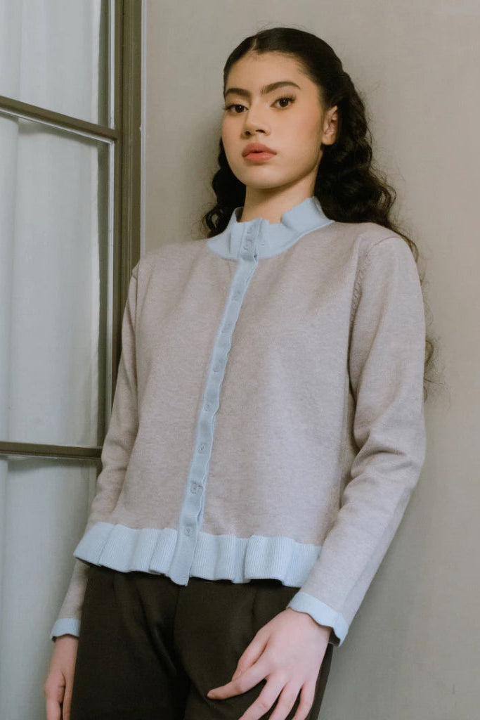 Ashley Grey Knit Cardi Top - Curato Market