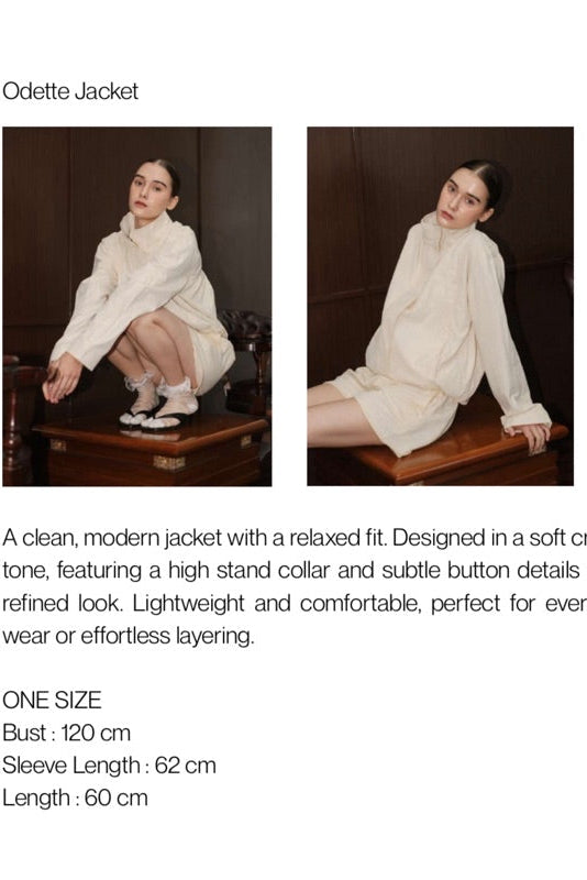 Odette Highneck Jacket Cream - The Auctus