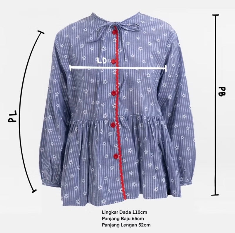 Kelly Fleur Blouse Dark Blue - Saya Saya