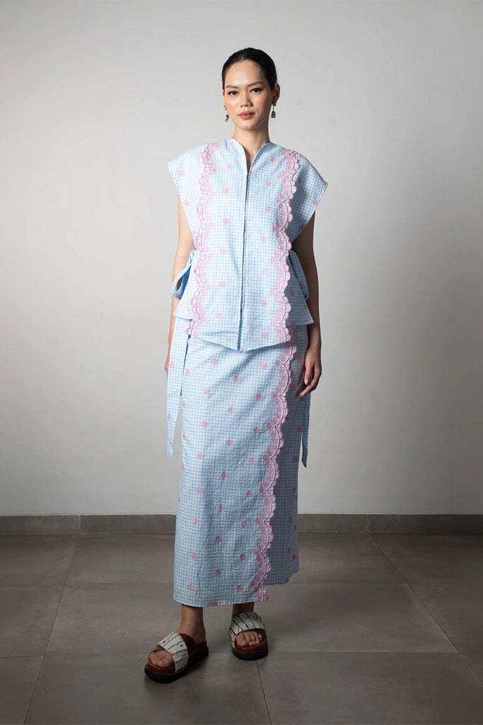 Ranggi Kebaya Vest Blue - Damakara