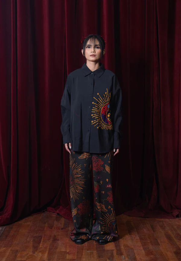 Nonaetal x Dianable Pheonix Embroidery Shirt Black - Nona