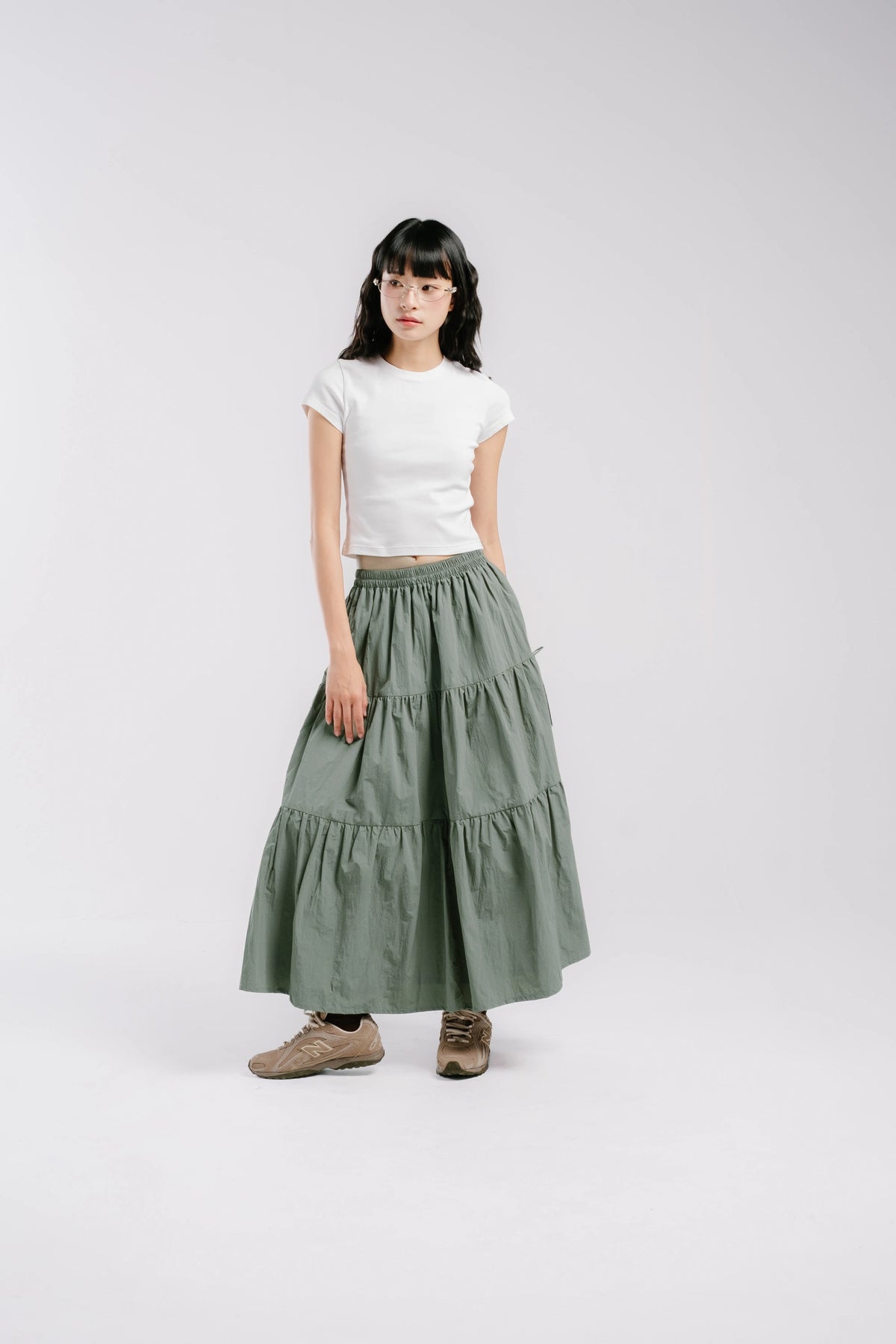 Sena Long Skirt Olive - Tome Ame