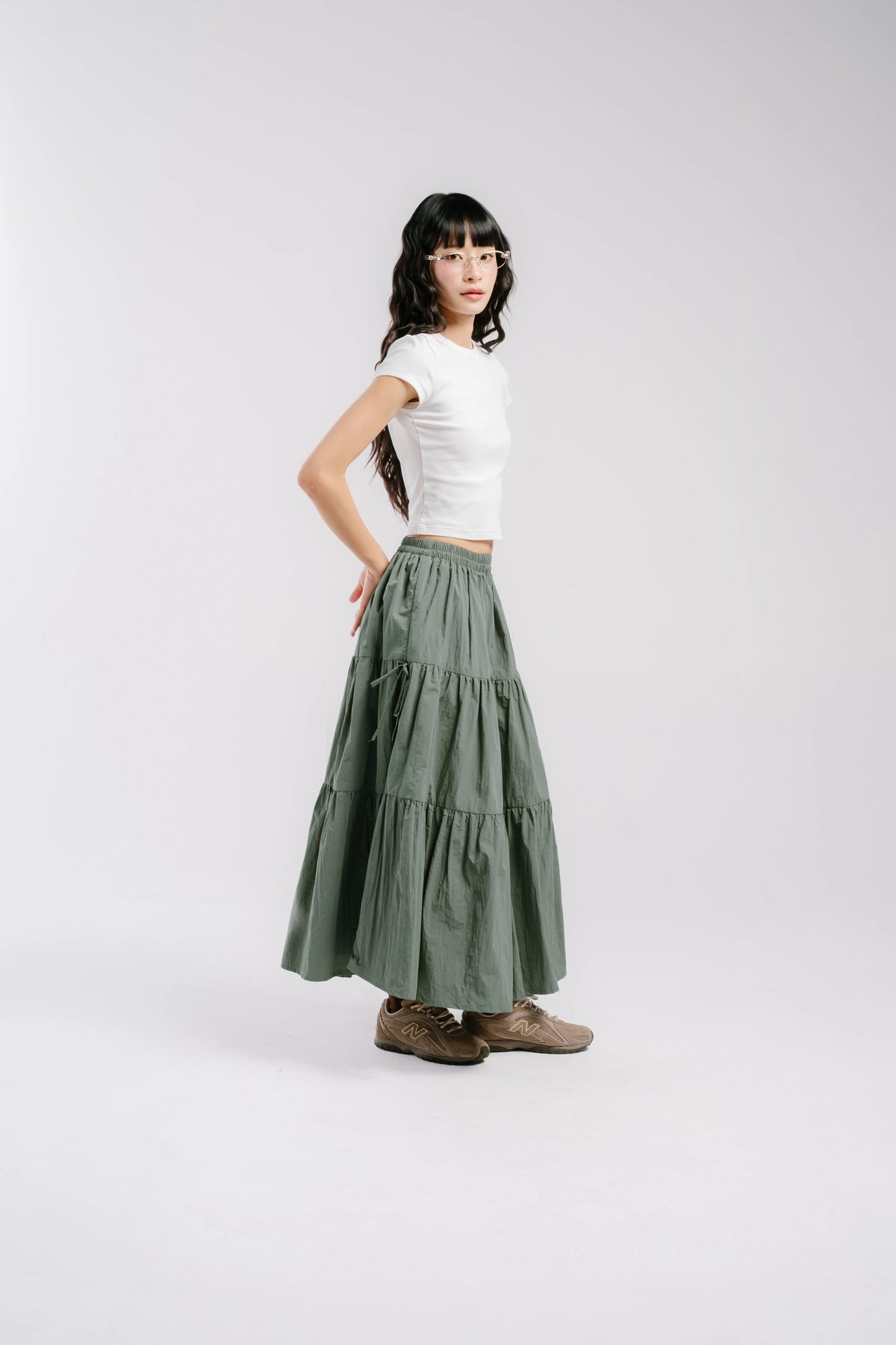 Sena Long Skirt Olive - Tome Ame