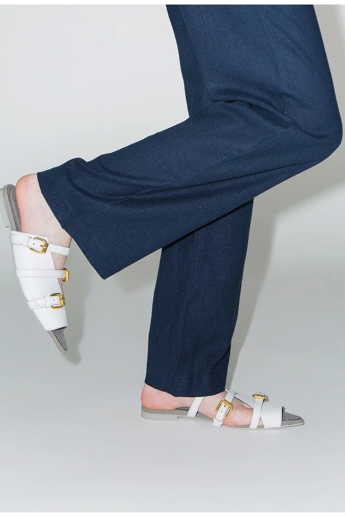 Open Toe Mules White Grey (Outsole) - Mader