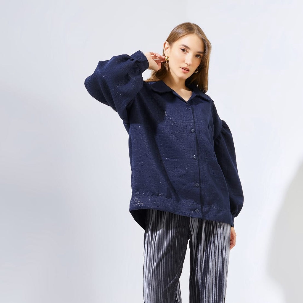 ​Garibaldi Croco Shirt Navy - Pukka