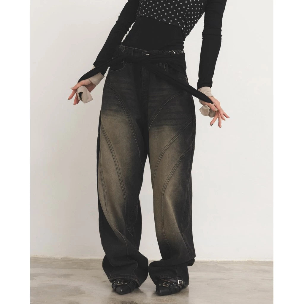 Line Up Snow Washed Baggy Jeans