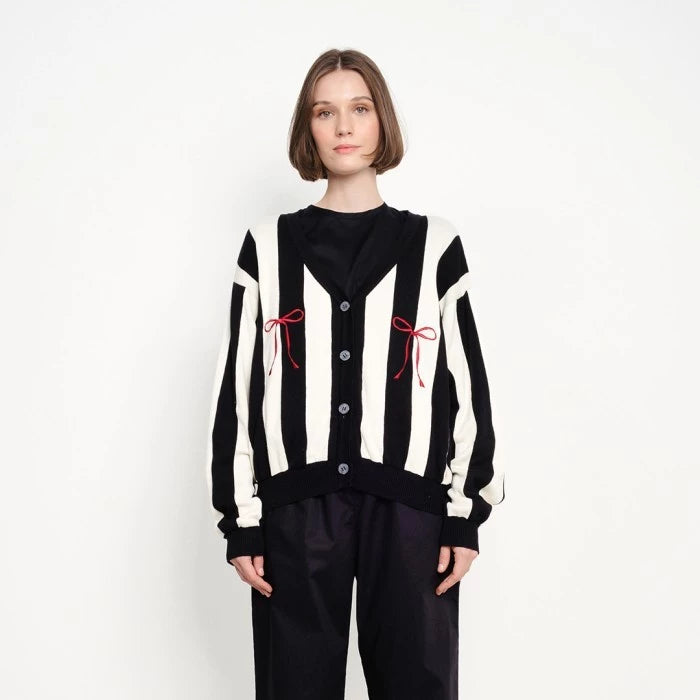 Ribbon Knit Stripes Cardigan - Argyle & Oxford