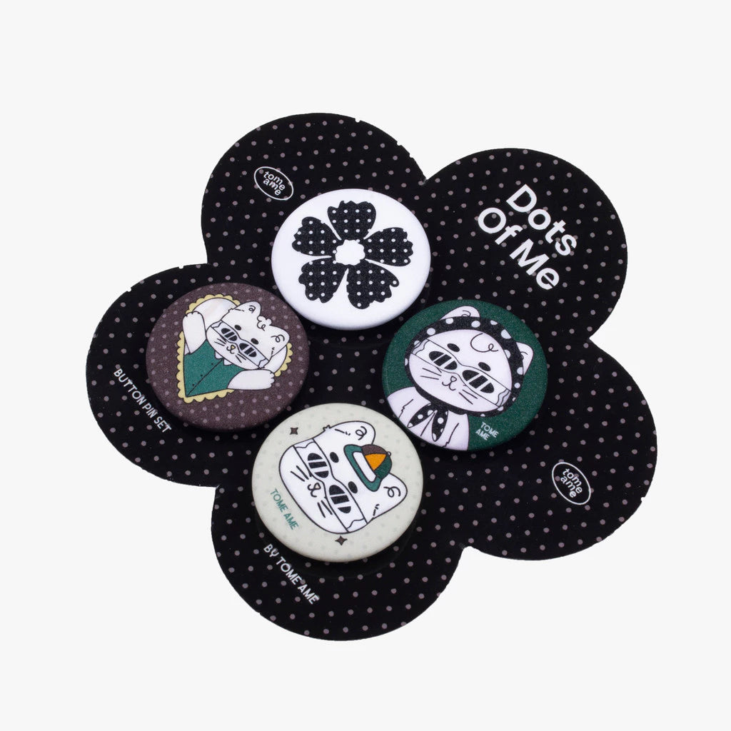 Button Pin Dots Of Me Black - Tome Ame
