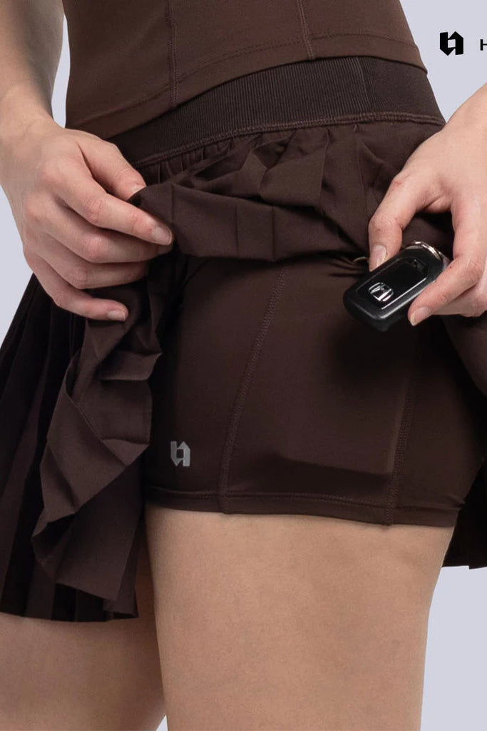 Softpace Pleated Skirt Brown - Heiji Active