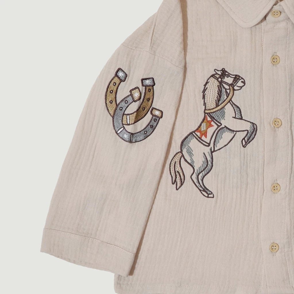 HGL Bambini - Cheval Embroidery Shirt Beige - Sabine & Heem