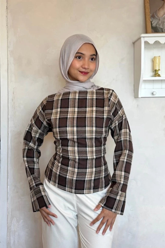 Tyra Plaid Dark Brown - Bling It On