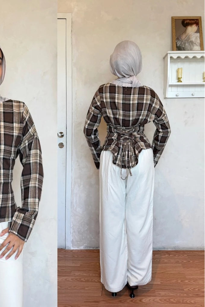 Tyra Plaid Dark Brown - Bling It On