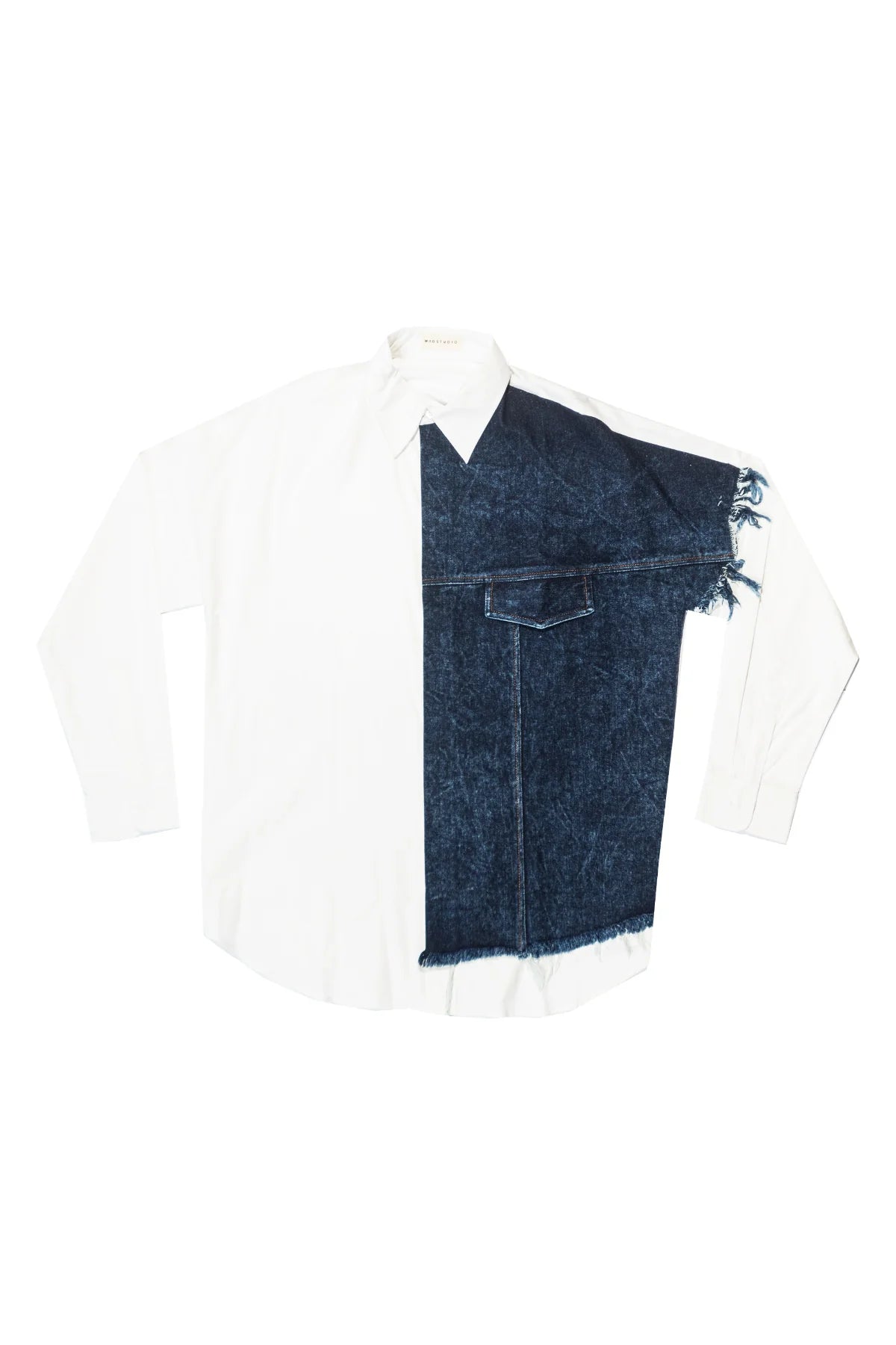 Two-Tone Blues Shirt White - Wad Studio