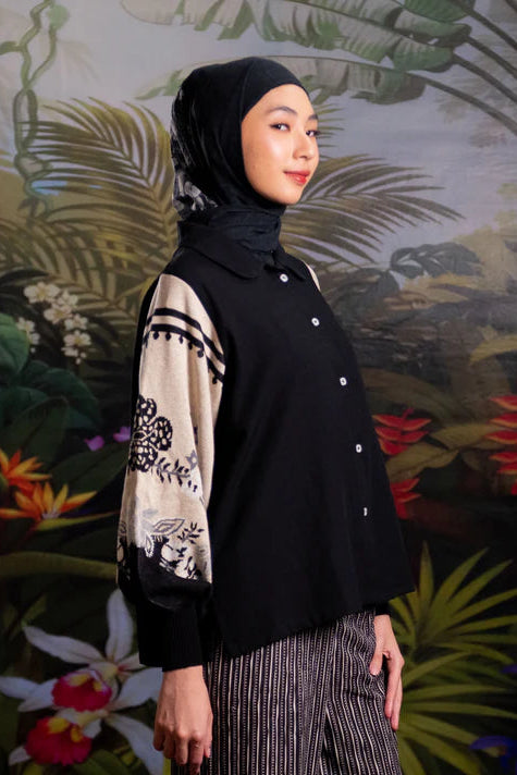 Nonaetal Celosia Whisper Knit Top Long Sleeve Black - Nona