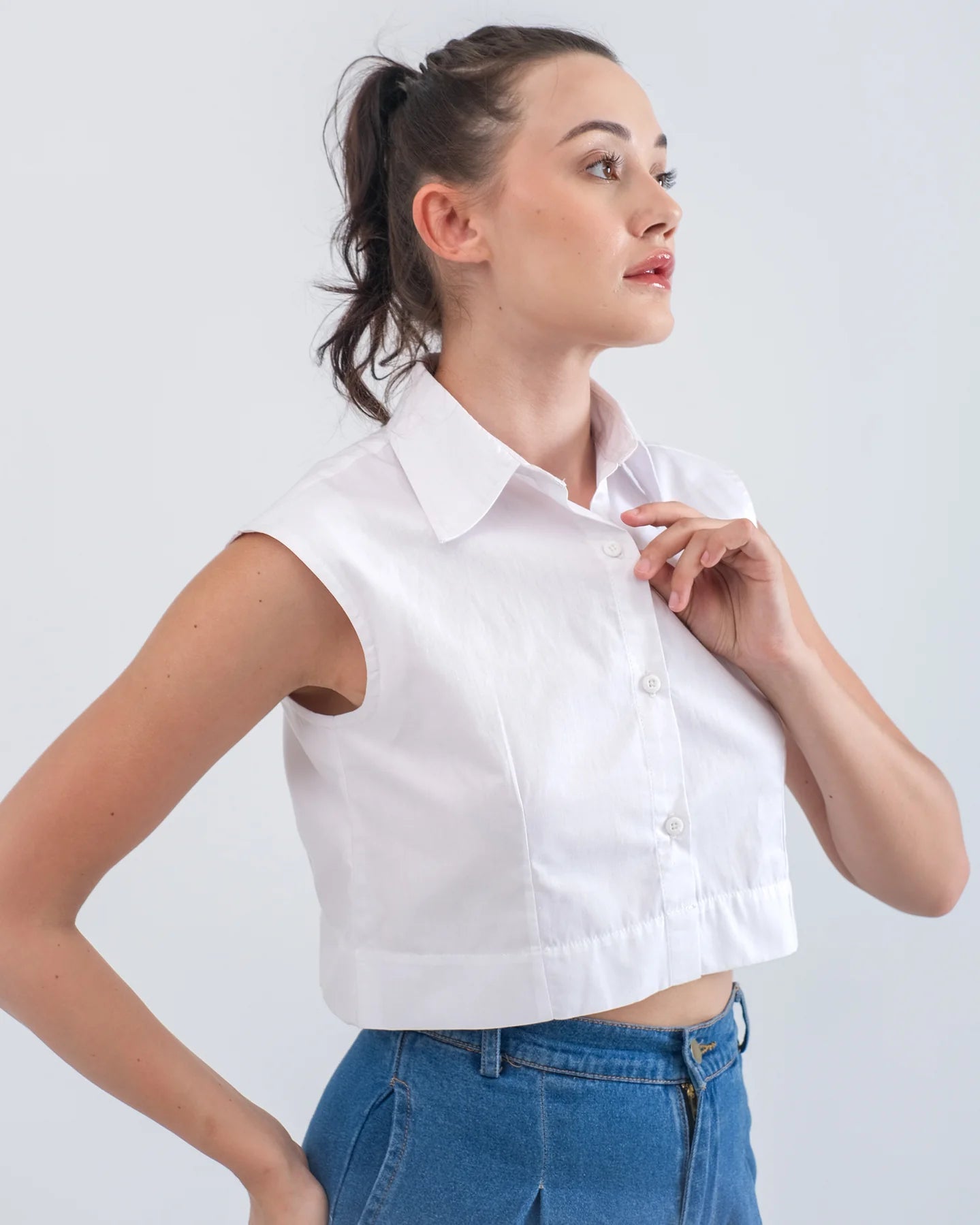 Luna Crop Shirt White - Ambra La Moda