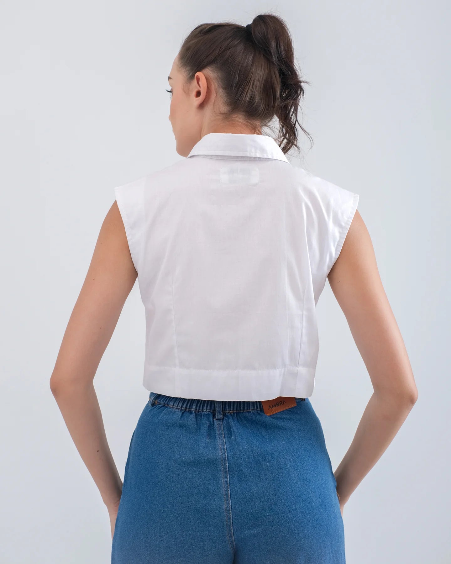 Luna Crop Shirt White - Ambra La Moda