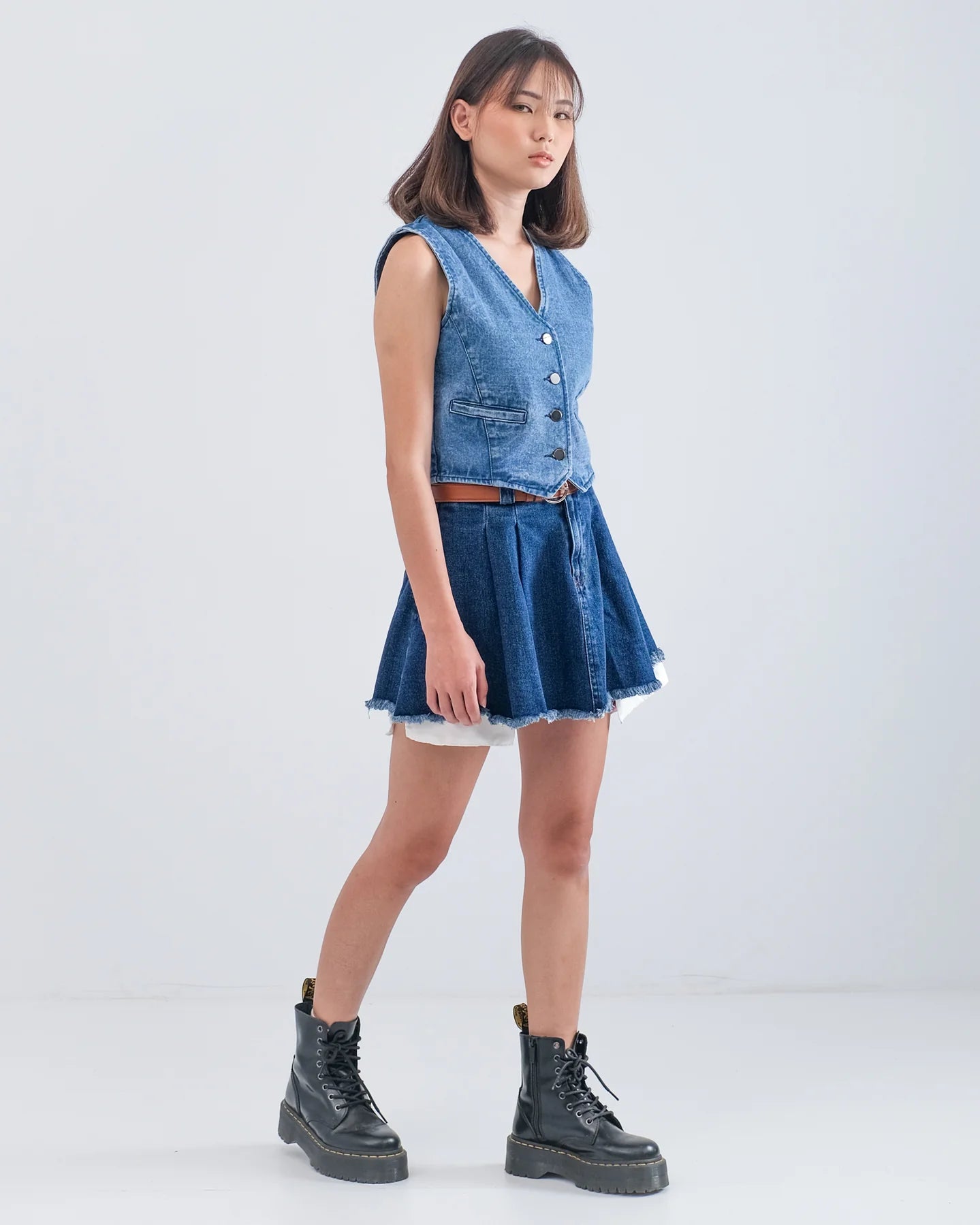 Madison Denim Skirt Dark Blue - Ambra La Moda