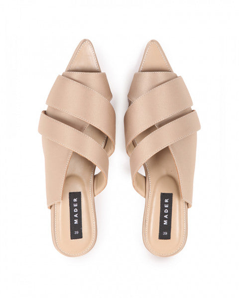 ​OPEN TOE MULES SATIN GOLD - MADER