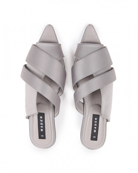 ​OPEN TOE MULES SATIN GREY - MADER