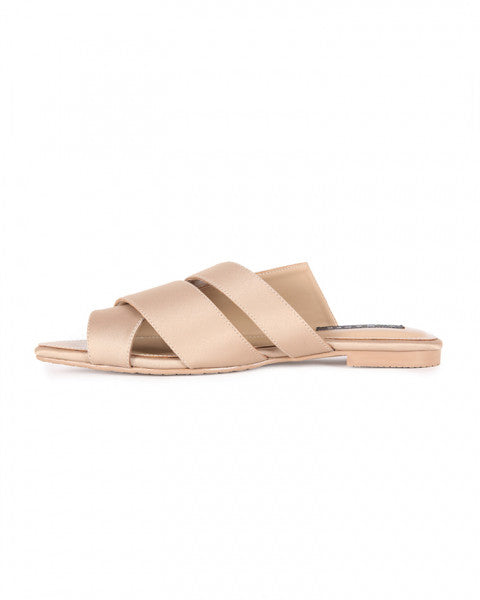 ​OPEN TOE MULES SATIN GOLD - MADER