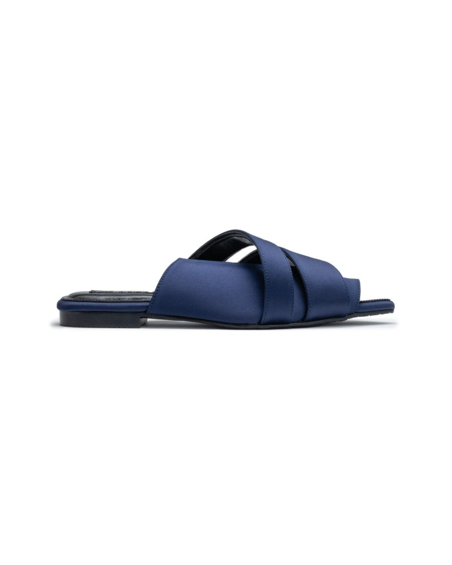 ​Open Toe Mules Satin Navy - Mader