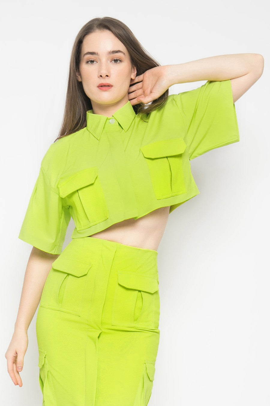 ​Billie Crop Shirt Lime Green - Alexalexa
