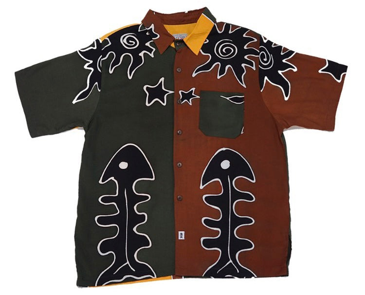 ​Handpainted Ikan Coklat Aloha Shirt - Joged Art